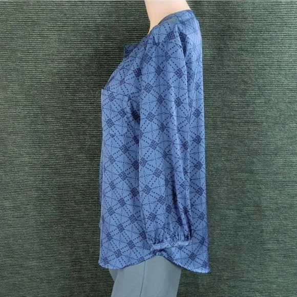 For Kitty Rescue! Liz Claiborne Blouse Geometric Pattern - Picture 4 of 10